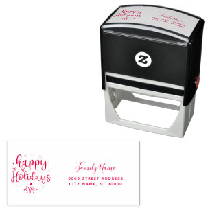 Happy Holidays Rücksendeadresse Selbstfarbige Brie Permastempel