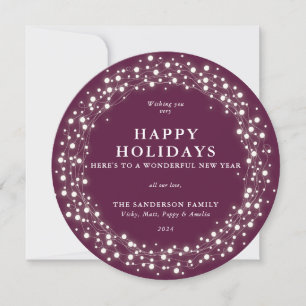 Happy Holidays Runde Winterberry Sparkling Feiertagskarte