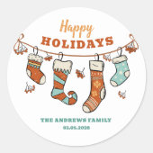 Happy Holidays Runder Aufkleber (Vorderseite)