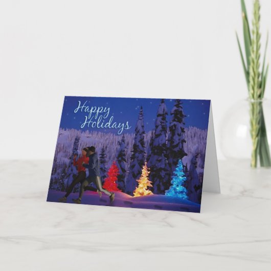 Happy Holidays - Running Couple Feiertagskarte (Vorderseite)