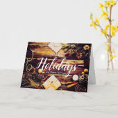 Happy Holidays Rustic Artwork Grußkarte Karte (Gelbe Blume)