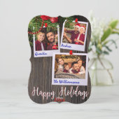 Happy Holidays Rustic Bulletin Board Extravagantes Einladung (Stehend Vorderseite)