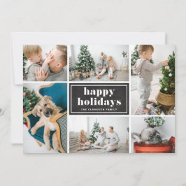 Happy Holidays Rustic Chalkboard Foto Collage Feiertagskarte