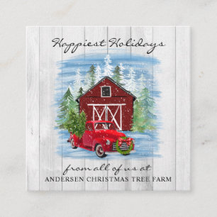Happy Holidays Rustic Country Holiday Farm Quadratische Visitenkarte
