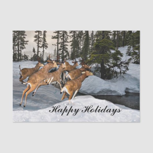 Happy Holidays Rustic Deer in Winter Seidenpapier (Vorderseite)