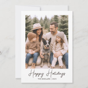 Happy Holidays Rustic Family Foto Card Feiertagskarte