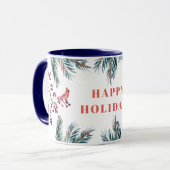 Happy Holidays rustic moderne saisonale Weihnachte Tasse (Vorderseite Links)