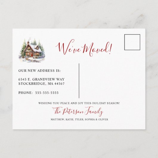Happy Holidays Rustic New Zuhause Moving Ankündigungspostkarte (Rückseite)