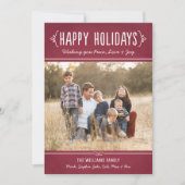 Happy Holidays Rustic Red Wine Foto Feiertagskarte (Vorderseite)