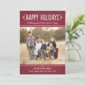 Happy Holidays Rustic Red Wine Foto Feiertagskarte (Stehend Vorderseite)
