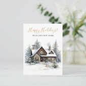 Happy Holidays Rustic Zuhause Moving Ankündigungspostkarte (Stehend Vorderseite)
