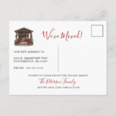 Happy Holidays Rustikale neue Zuhause Fronttür bew Ankündigungspostkarte (Rückseite)