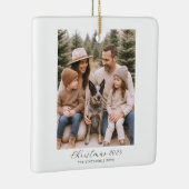 Happy Holidays Rustikales Minimalistisches Foto Keramikornament (Rechts)