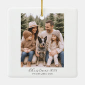 Happy Holidays Rustikales Minimalistisches Foto Keramikornament (Rückseite)