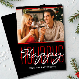 Happy Holidays Rustikales Weihnachtsfest Personali Feiertagskarte