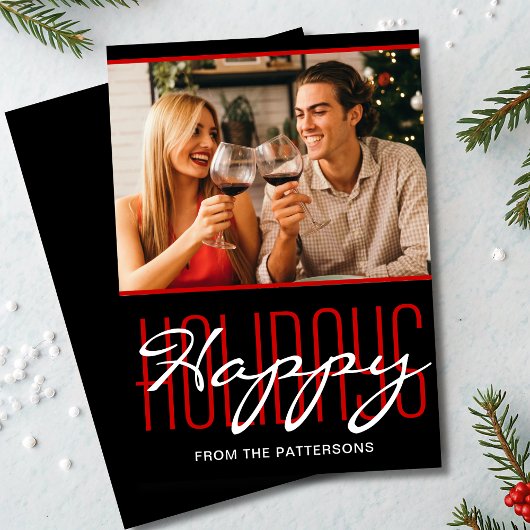 Happy Holidays Rustikales Weihnachtsfest Personali Feiertagskarte