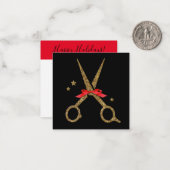 Happy Holidays SALON - Friseurschere Hinweis Mitteilungskarte (Vorderseite/Rückseite Beispiel)