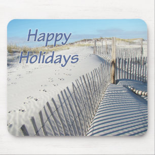 Happy Holidays Sand Dunes und Zäune Mousepad
