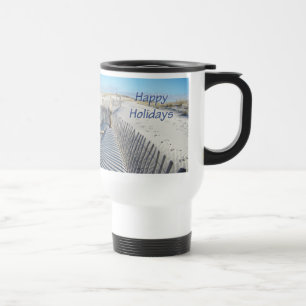 Happy Holidays Sand Dunes und Zäune Reisebecher