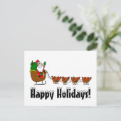 Happy Holidays Santa and Chickens Feiertagspostkarte (Stehend Vorderseite)