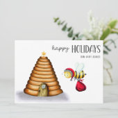 Happy Holidays Santa Bee Weihnachten (Stehend Vorderseite)