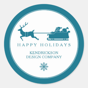 HAPPY HOLIDAYS SANTA CLAUS Corporate Business Clas Runder Aufkleber