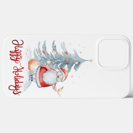 Happy Holidays, Santa Claus Pine Tree Case-Mate iPhone Hülle (Rückseite (Horizontal))