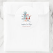 Happy Holidays, Santa Claus, Pine Tree Runder Aufkleber (Tasche)
