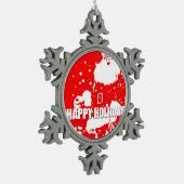 Happy Holidays - Santa Pewter Snowflake Ornament (Links)