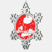 Happy Holidays - Santa Pewter Snowflake Ornament (Rechts)