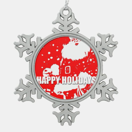 Happy Holidays - Santa Pewter Snowflake Ornament (Vorderseite)