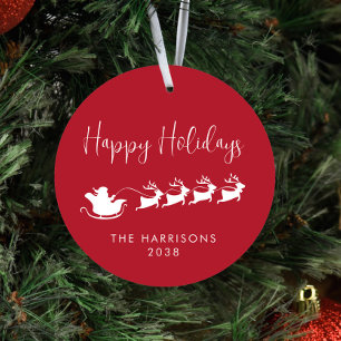 Happy Holidays Santa Sleigh Foto Weihnachten Ornament Aus Metall