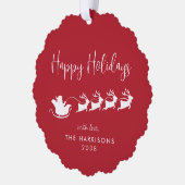 Happy Holidays Santa Sleigh Foto Weihnachten Ornament Karte (Links)