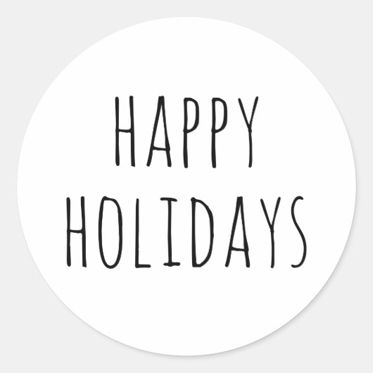 Happy Holidays | Saubere, moderne Minimalistische  Runder Aufkleber (Vorderseite)