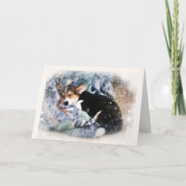 Happy Holidays schlafende Welpe Karte