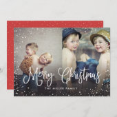 Happy Holidays Schnee Weihnachten 2-Foto-Karte (Vorne/Hinten)