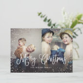 Happy Holidays Schnee Weihnachten 2-Foto-Karte (Stehend Vorderseite)