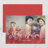 Happy Holidays Schnee Weihnachten 2-Foto-Karte RED (Vorne/Hinten)
