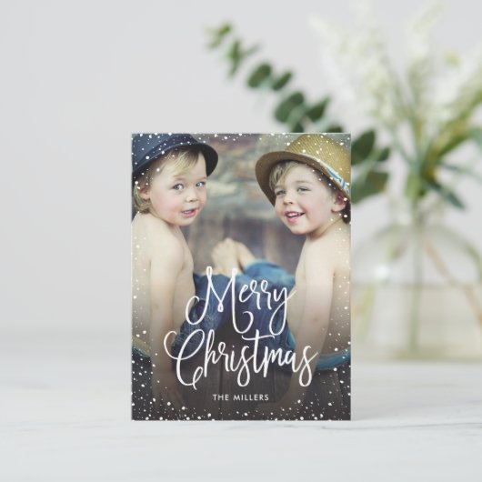 Happy Holidays Schnee Weihnachten Foto (Stehend Vorderseite)