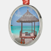 Happy Holidays Schöne Malediven Inseln Ornament Aus Metall (Links)