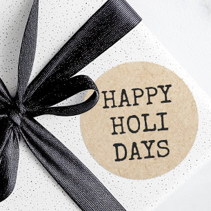 Happy Holidays Schreibmaschine typografie Kraft lo Runder Aufkleber