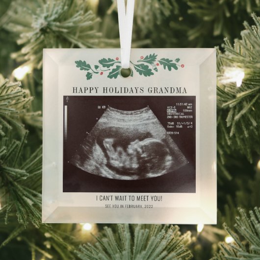 Happy Holidays Schwangerschaft Ultrasound Foto Oma Ornament Aus Glas (Insitu)