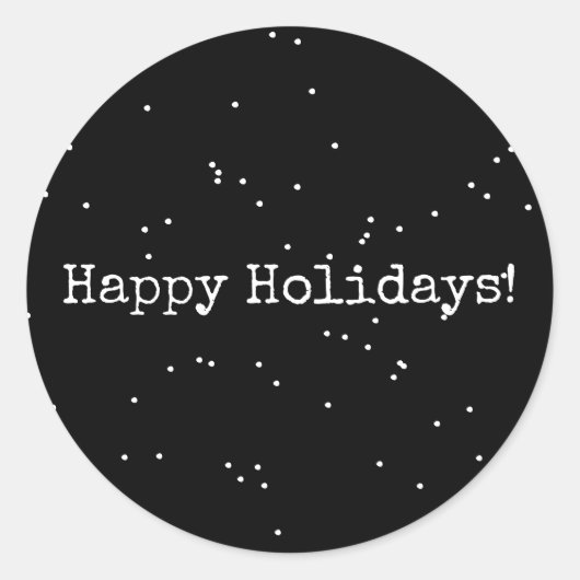 Happy Holidays Schwarz und Weiß Minimalistisch Runder Aufkleber (Vorderseite)