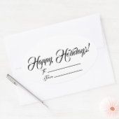 Happy Holidays Schwarz-weiß frei von Skripten Ovaler Aufkleber (Umschlag)