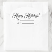 Happy Holidays Schwarz-weiß frei von Skripten Ovaler Aufkleber (Tasche)
