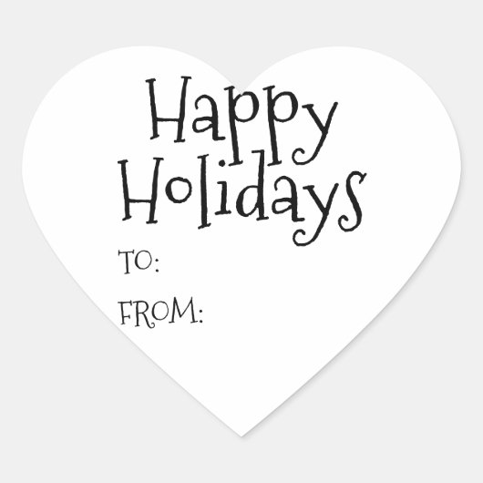Happy Holidays Schwarz-weiß von niedlich Herz-Aufkleber (Vorderseite)