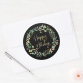 Happy Holidays | Schwarze und moderne Imitate - Go Runder Aufkleber (Umschlag)