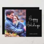 Happy Holidays | Schwarzes Foto Feiertagskarte (Vorne/Hinten)