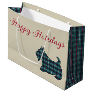 Happy Holidays Scottish Terrier Gift Bag Große Geschenktüte