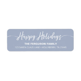 Happy Holidays Script Blue Return Address Label